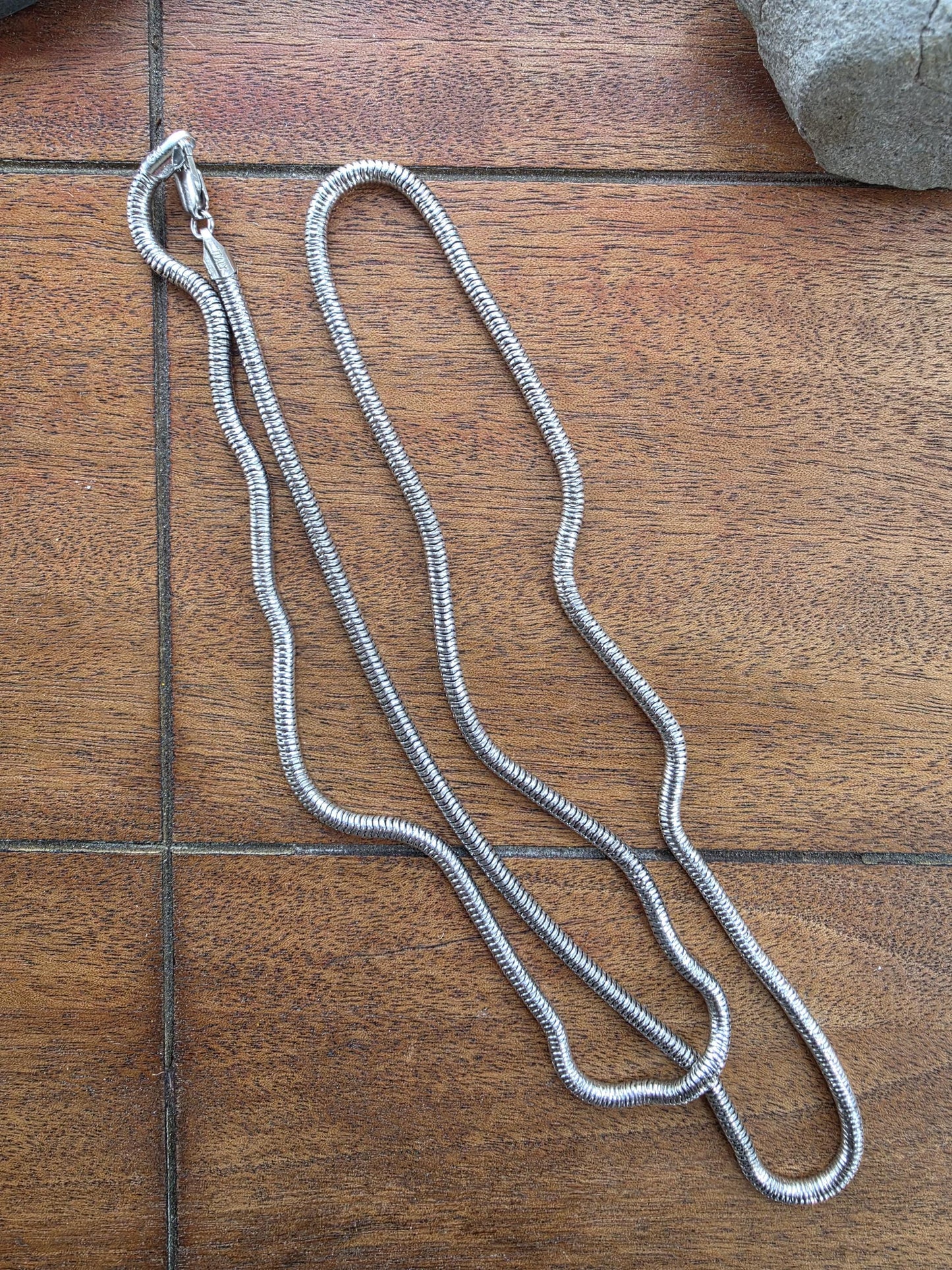 36 Inch Sterling Silver Snake Chain Necklace | Long Italian Cut 925 Silver | Opera Length Lobster Clasp Chain