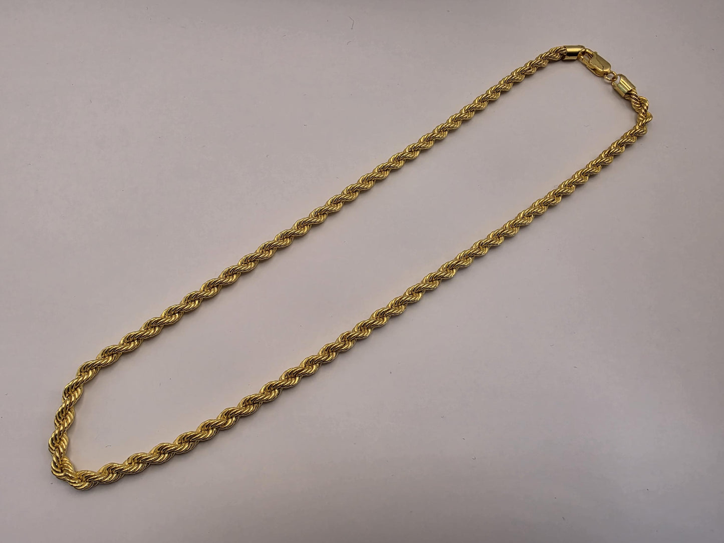 Gold Plated Sterling Silver Rope Chain Necklace — 4mm 18 Inch Heavy 925