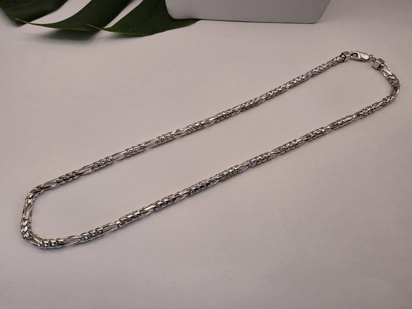 Sterling Silver Figaro Chain Necklace — 5mm 24 Inch Heavy 925