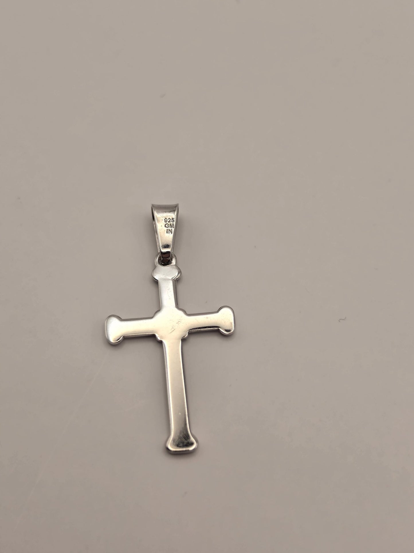 Sterling Silver Nail Cross Pendant, Oxidized Spike Tip Cross 925