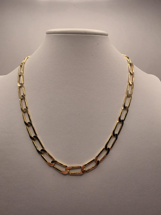 Gold Plated Sterling Silver 7.5mm Paperclip Chain Necklace 19.75 Inch
