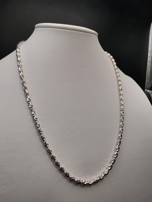 Sterling Silver Rose Bead Chain Necklace | 925 Silver 20 Inch