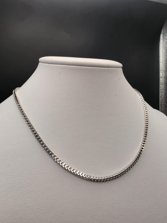 Sterling Silver Franco Chain Necklace | 925 Silver 2mm Chain 16 Inch