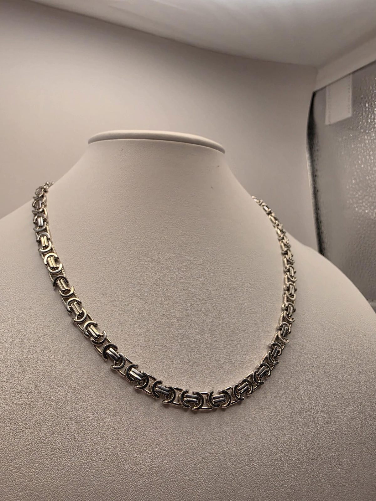 Sterling Silver Byzantine Chain Necklace | 925 Silver 6mm Chain 18 Inch