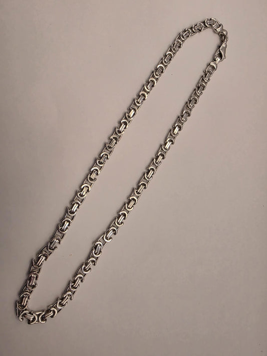 Sterling Silver Byzantine Chain Necklace | 925 Silver 6mm Chain 18 Inch