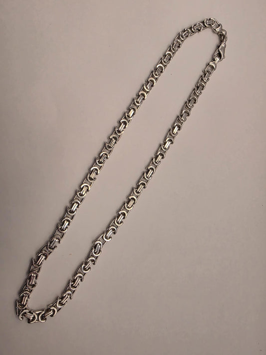Sterling Silver Byzantine Chain Necklace | 925 Silver 6mm Chain 18 Inch