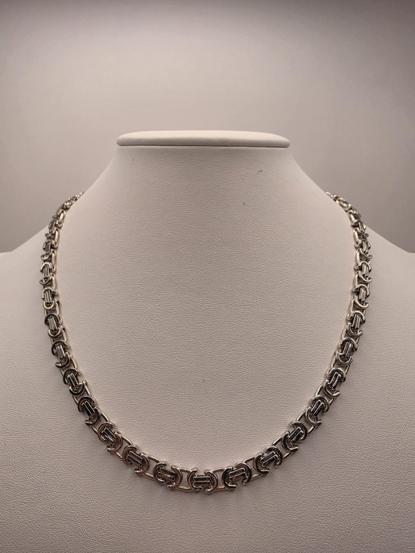 Sterling Silver Byzantine Chain Necklace | 925 Silver 6mm Chain 18 Inch