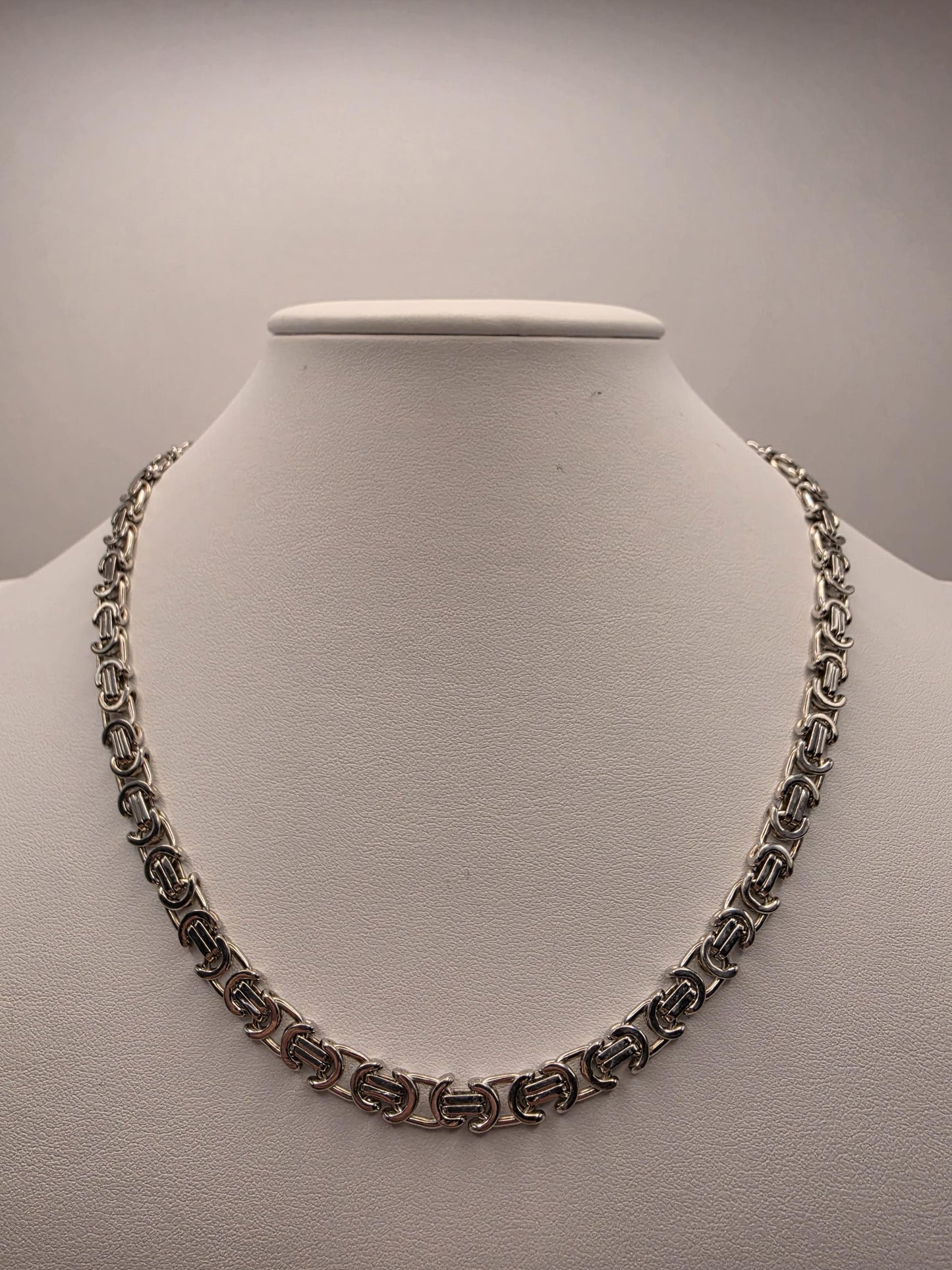 Sterling Silver Byzantine Chain Necklace | 925 Silver 6mm Chain 18 Inch
