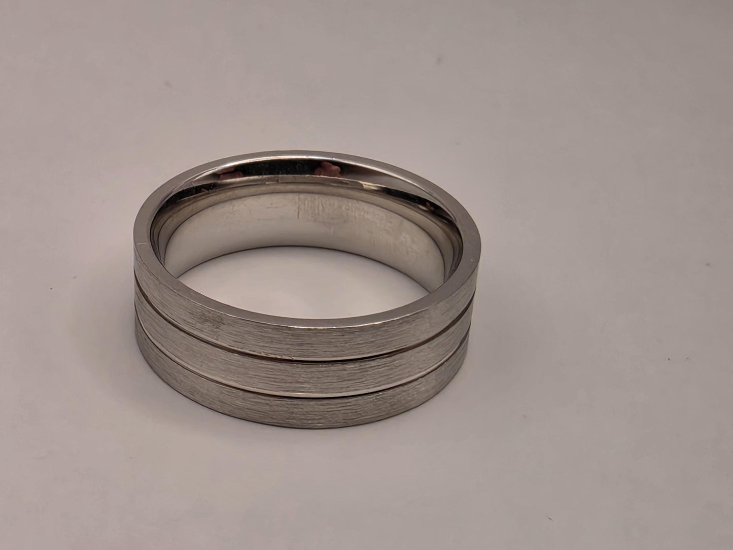 Sterling Silver Wide Grooved Band Ring, Triple Channel Design 925 Size 8