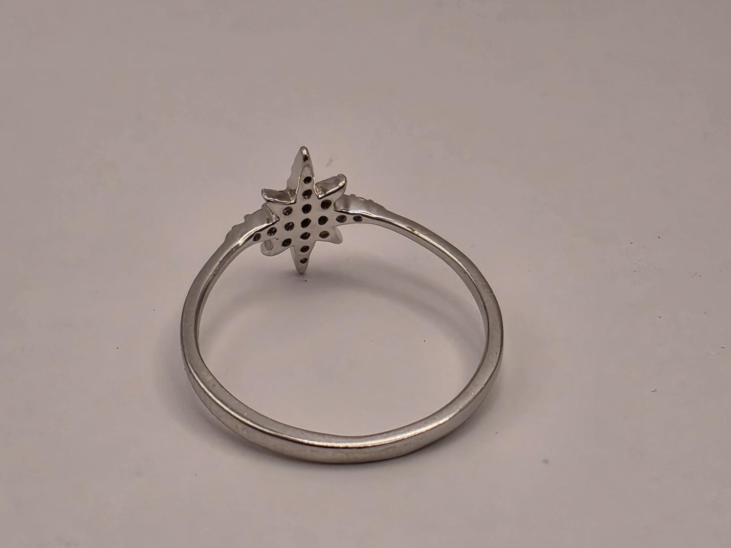 Sterling Silver North Star CZ Ring, Dainty Celestial Band 925 Size 7