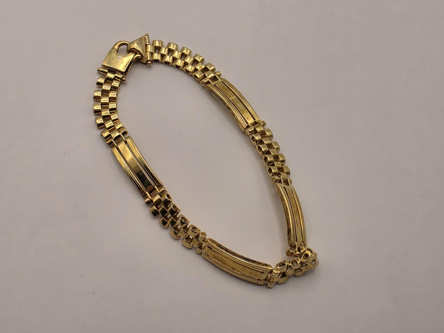 Gold Plated Sterling Silver Watch Style Link Bracelet, 8.5 Inch 925