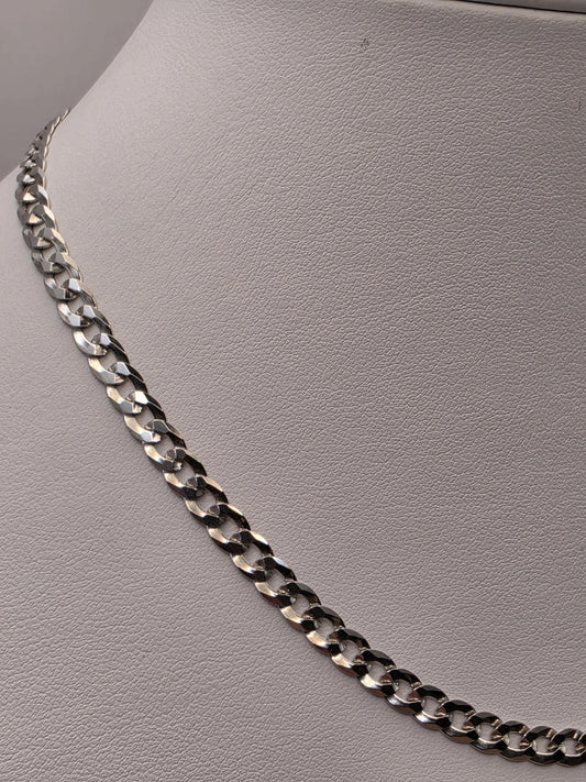 Sterling Silver Cuban Curb Chain Necklace — 4.5mm 16 Inch Choker Length 925