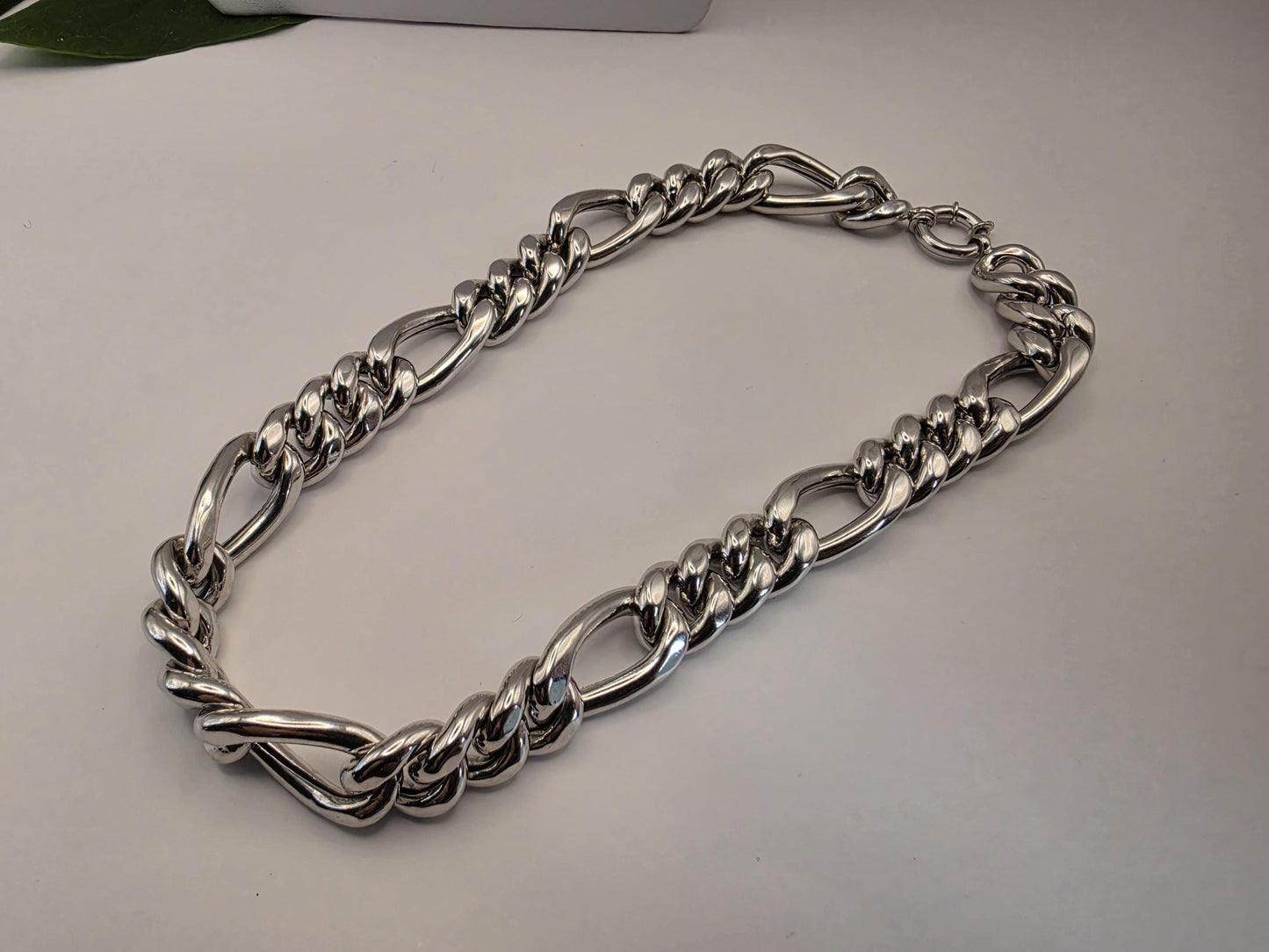 Sterling Silver Chunky Figaro Chain Necklace — 16.5mm 18 Inch Heavy 925