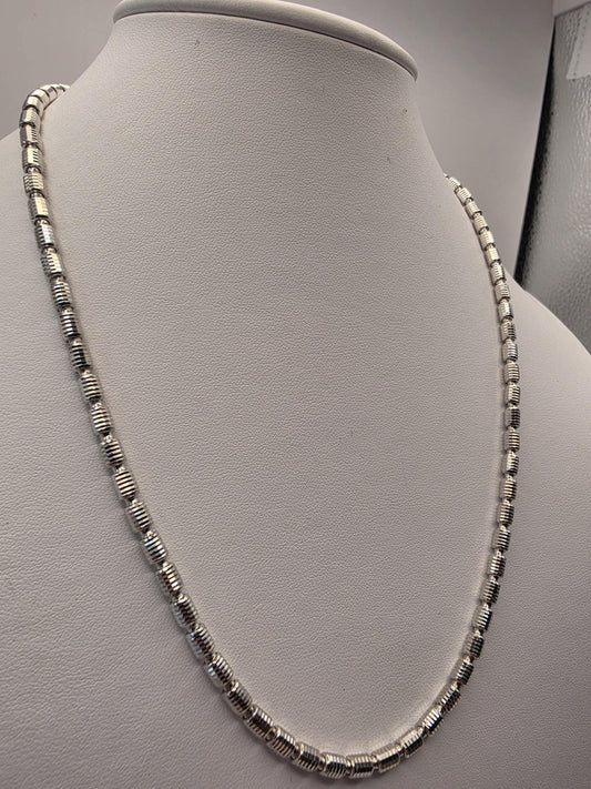 Sterling Silver Diamond Cut Drum Bead Chain Necklace — 3.6mm 20 Inch 925