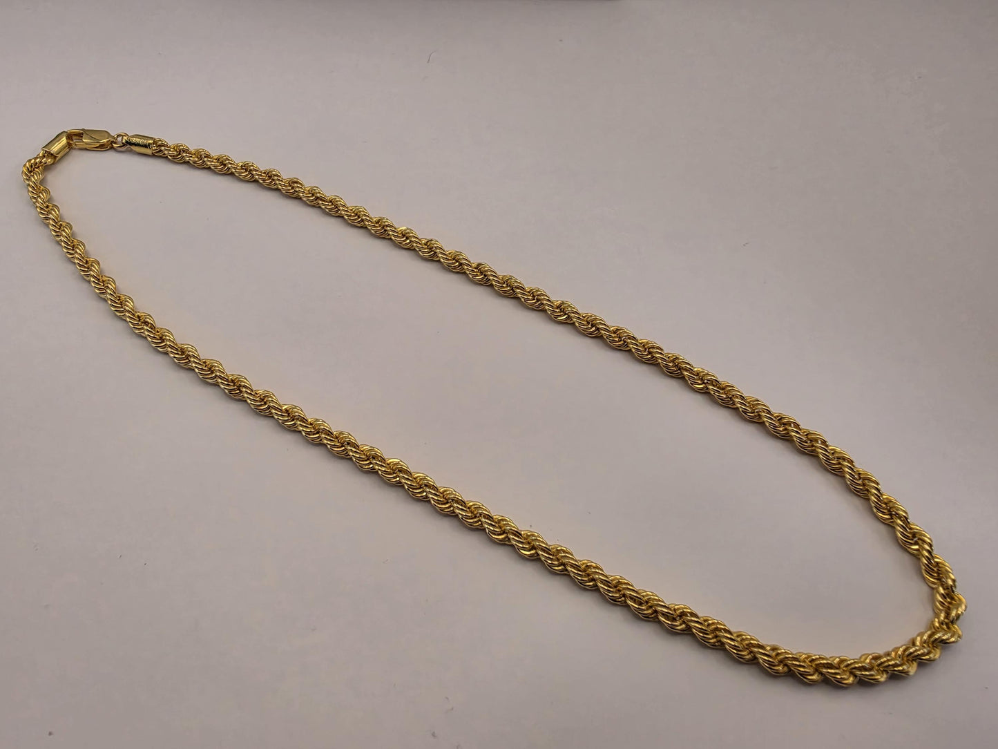 Gold Plated Sterling Silver Rope Chain Necklace — 4mm 16 Inch 925