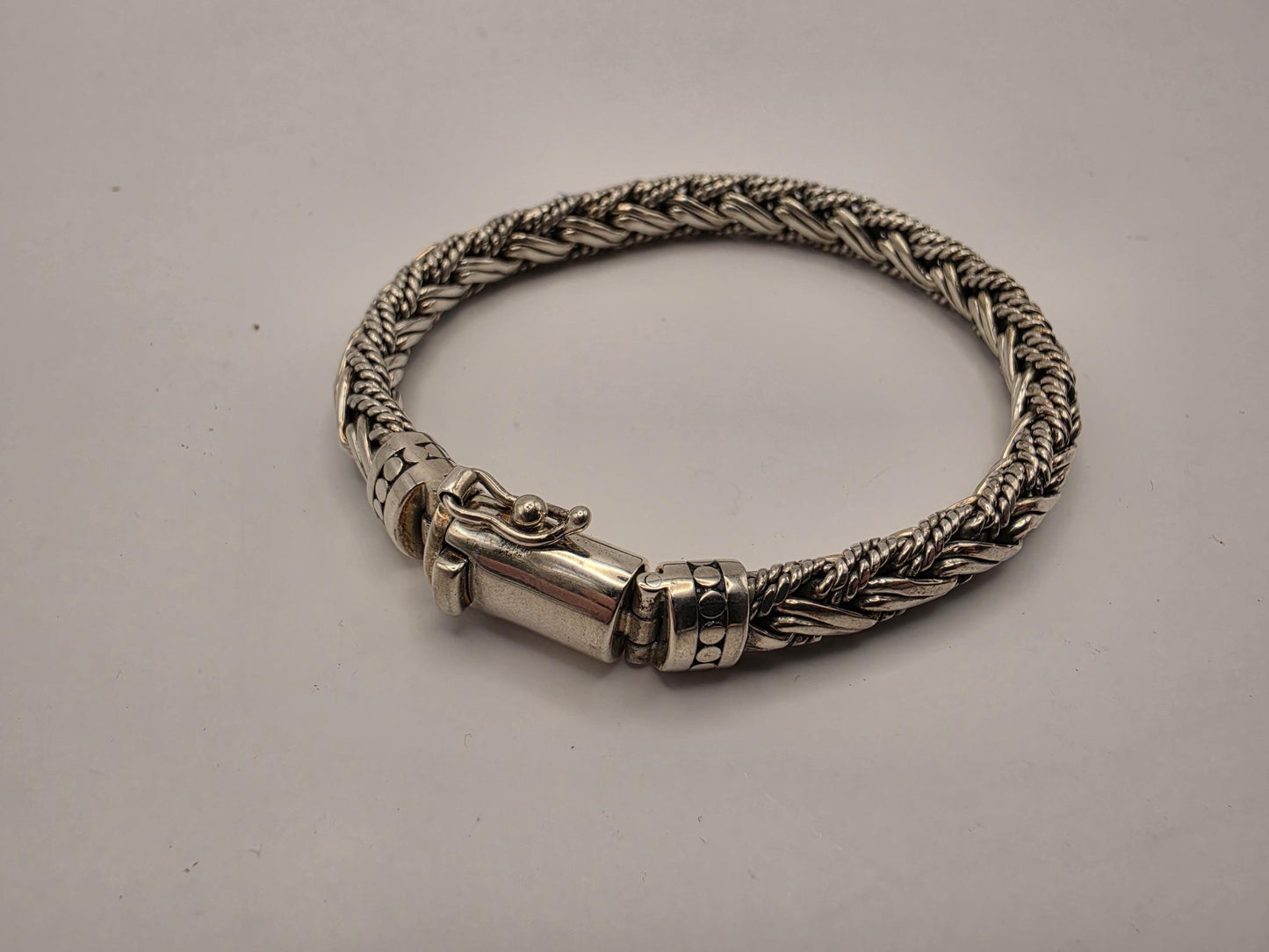 925 Sterling Silver Twisted Rope Bracelet | Double Twist Weave | Oxidized | Heavy 49g