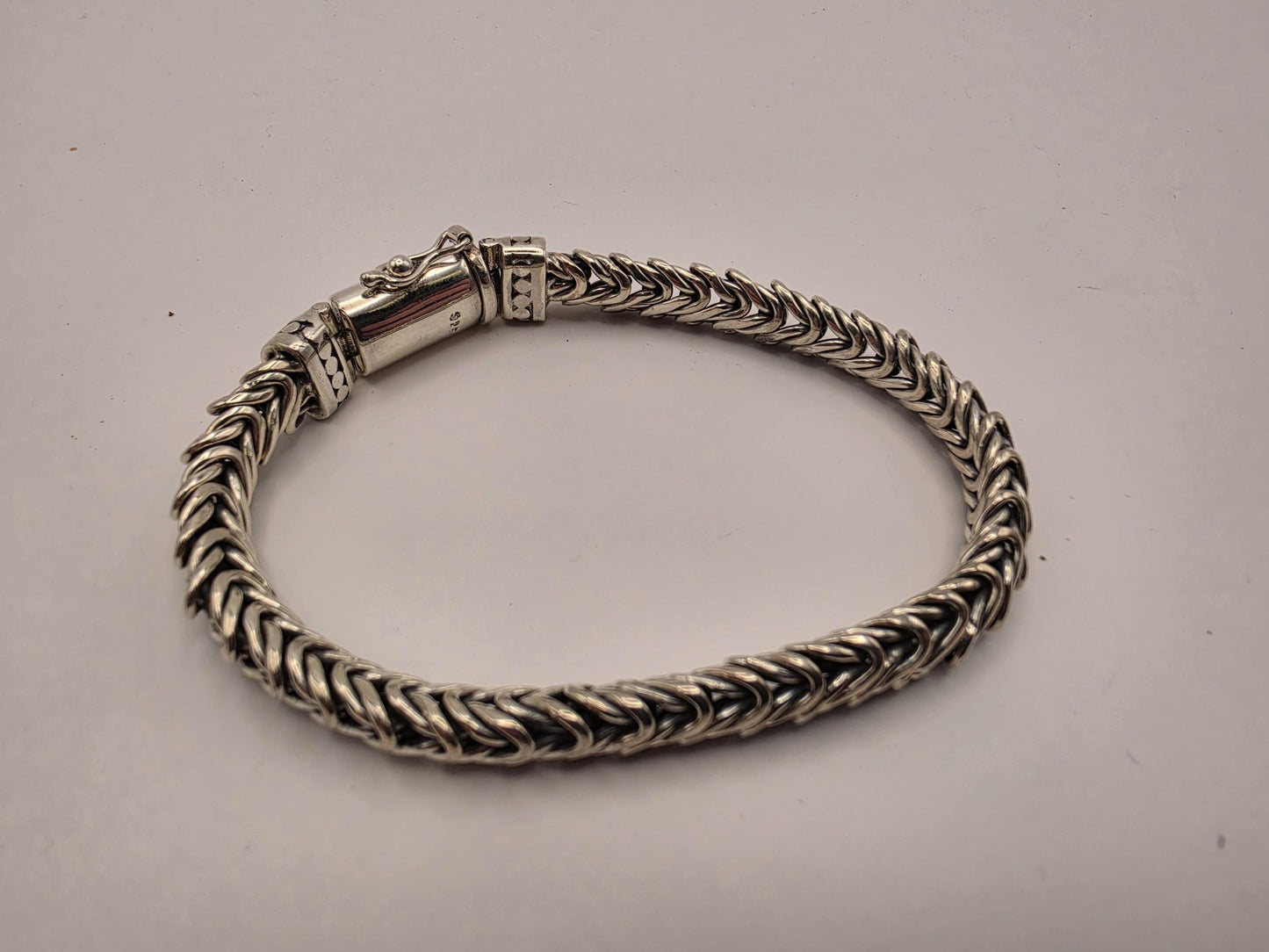 925 Sterling Silver Herringbone Weave Bracelet | Chevron Pattern | Oxidized | Heavy 41g