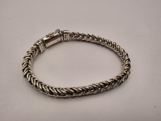 925 Sterling Silver Herringbone Weave Bracelet | Chevron Pattern | Oxidized | Heavy 41g