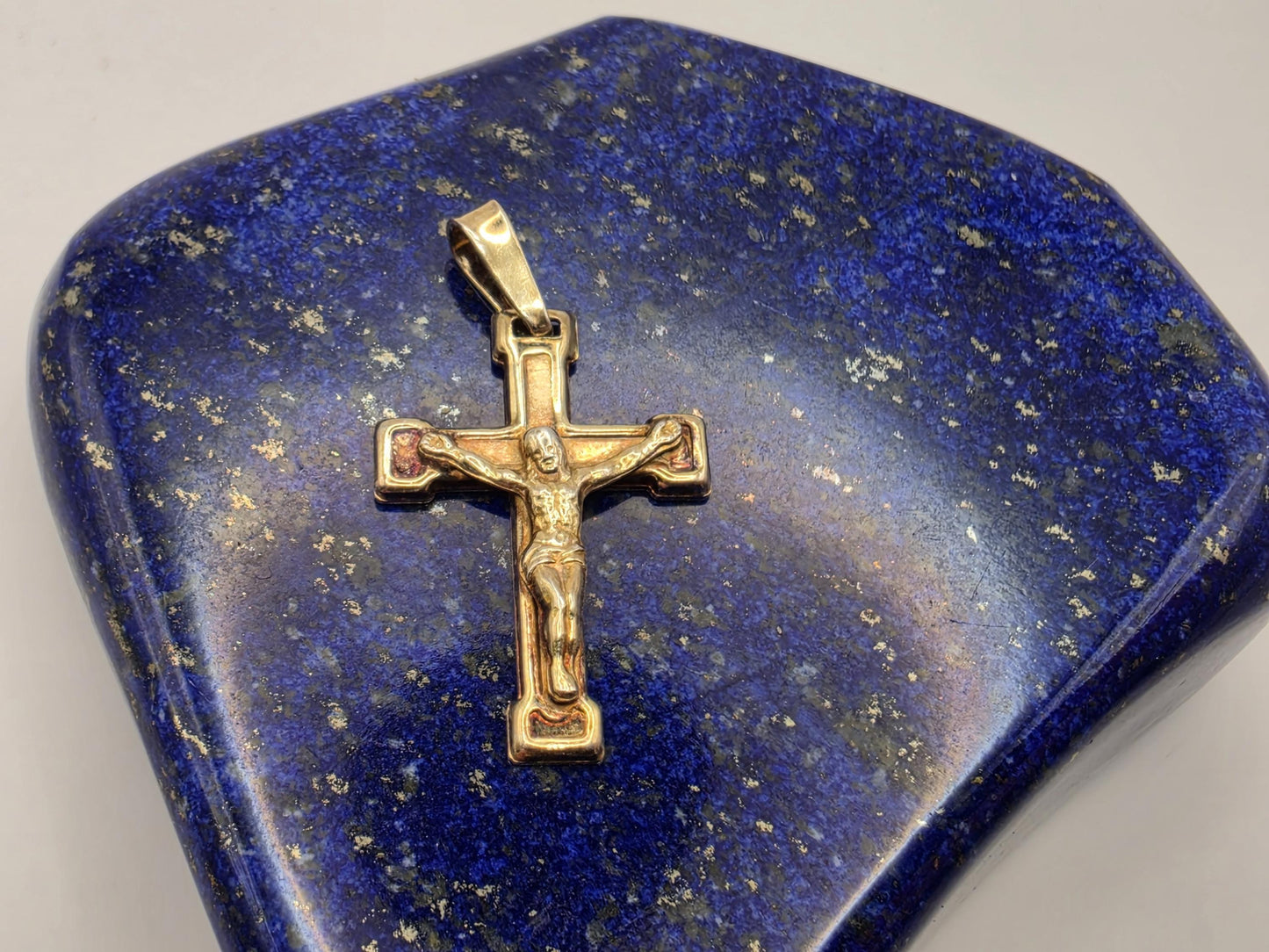 Gold Plated Sterling Silver Crucifix Pendant | Corpus Christi Cross | 1" Devotional Charm