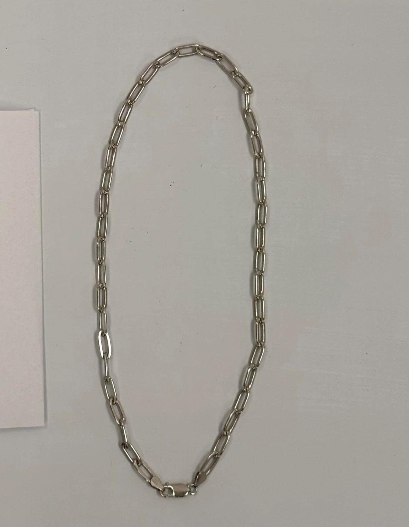 Sterling Silver Paperclip Chain Necklace | 18 Inch 925 Silver | Paperclip Link Chain for Women