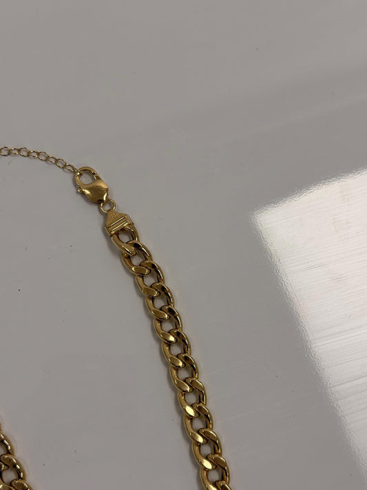 Gold Plated Cuban Link Chain Necklace | 925 Sterling Silver | 17 Inch | 11.2mm | Women's Choker