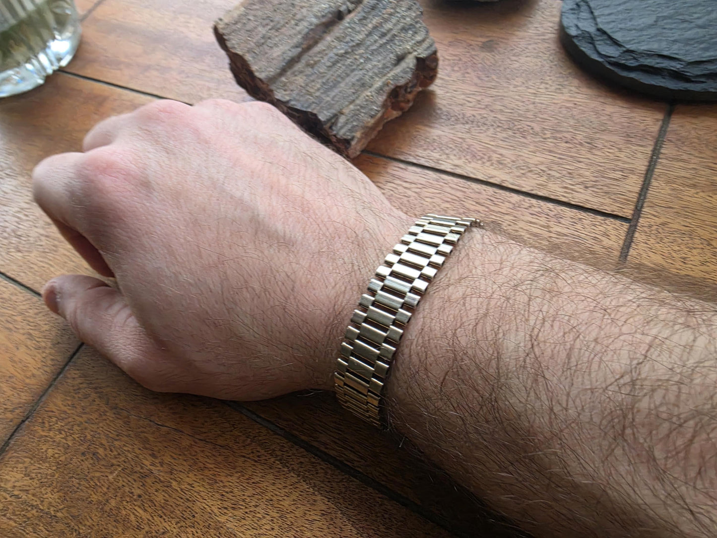 Sterling Silver Presidential-Style Link Bracelet — 9 Inch Wide Chain Bracelet — 25g 925 Silver — Men's or Unisex Rolex Style Silver Bracelet