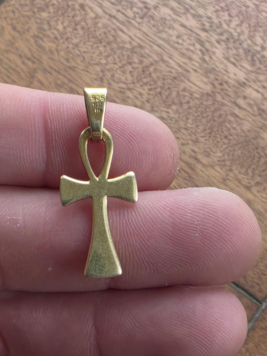 Gold-Plated Sterling Silver Flared Cross Pendant — Small Dainty Cross — 925 Silver — Minimalist Faith Jewelry, Baptism Gift, Everyday Cross