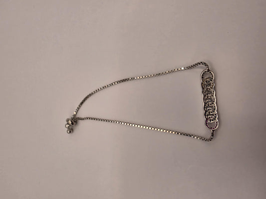 925 Sterling Silver Rainbow CZ Bar Bracelet | 9" | Adjustable Slider | Multicolor Stones | Boho | Gift for Her | Womens Bracelet