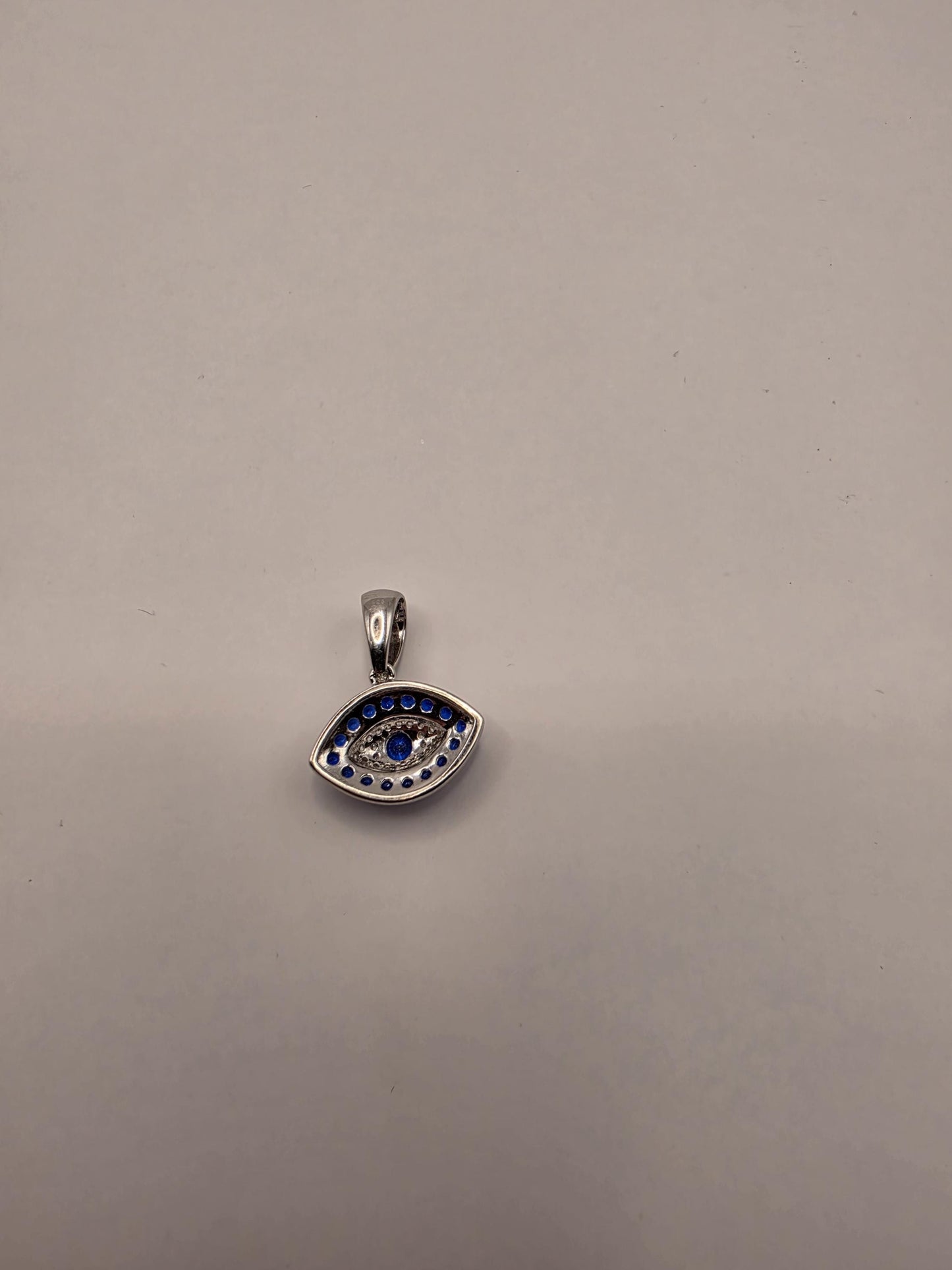 Sterling Silver Evil Eye Pendant | 925 Silver Blue CZ Evil Eye Charm | Marquise Evil Eye Necklace Pendant | Spiritual Protection Charm