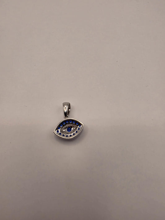 Sterling Silver Evil Eye Pendant | 925 Silver Blue CZ Evil Eye Charm | Marquise Evil Eye Necklace Pendant | Spiritual Protection Charm
