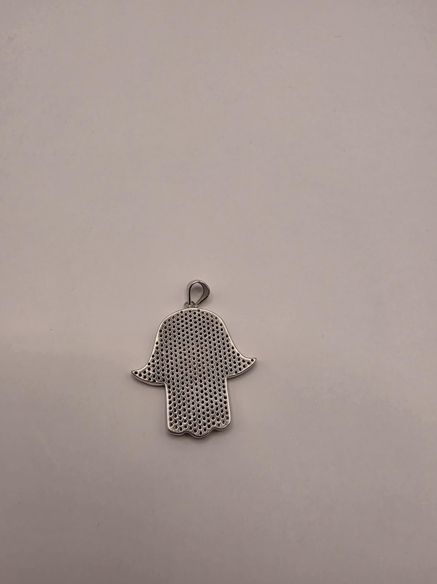 Sterling Silver Hamsa Pendant | 925 Silver Blue Pavé CZ Hamsa Evil Eye Charm | Large Hamsa Necklace Pendant | Spiritual Protection Charm