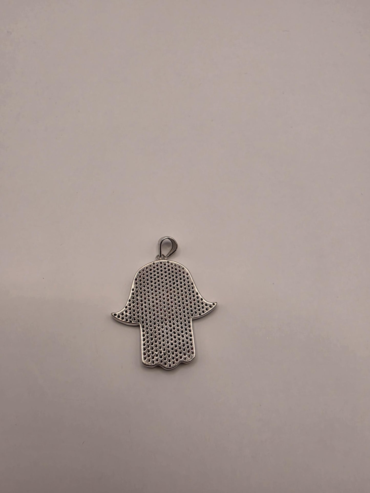Sterling Silver Hamsa Pendant | 925 Silver Blue Pavé CZ Hamsa Evil Eye Charm | Large Hamsa Necklace Pendant
