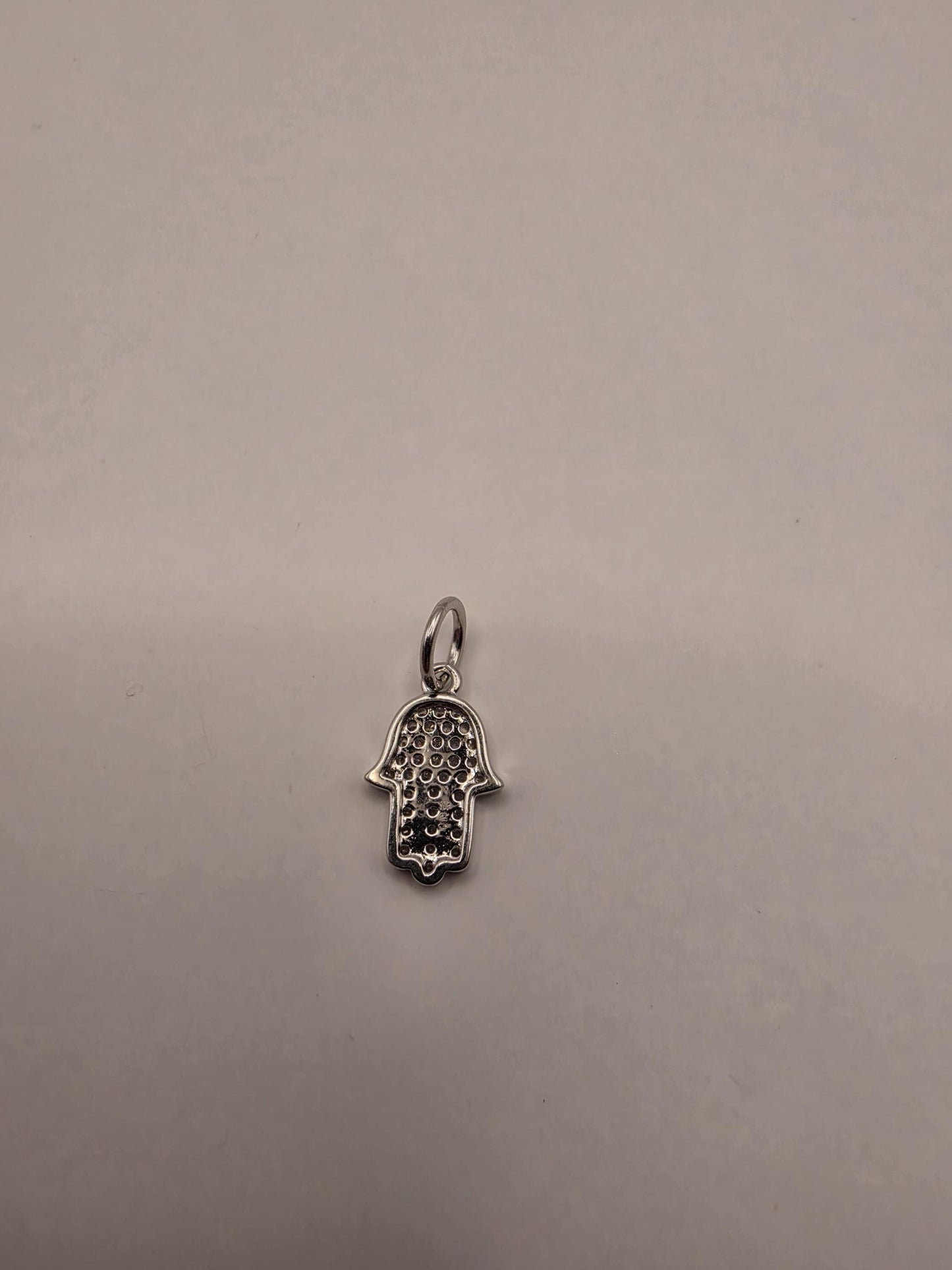Sterling Silver Hamsa Pendant | 925 Silver Mini CZ Hamsa Charm | Dainty Hand of Fatima Necklace Pendant