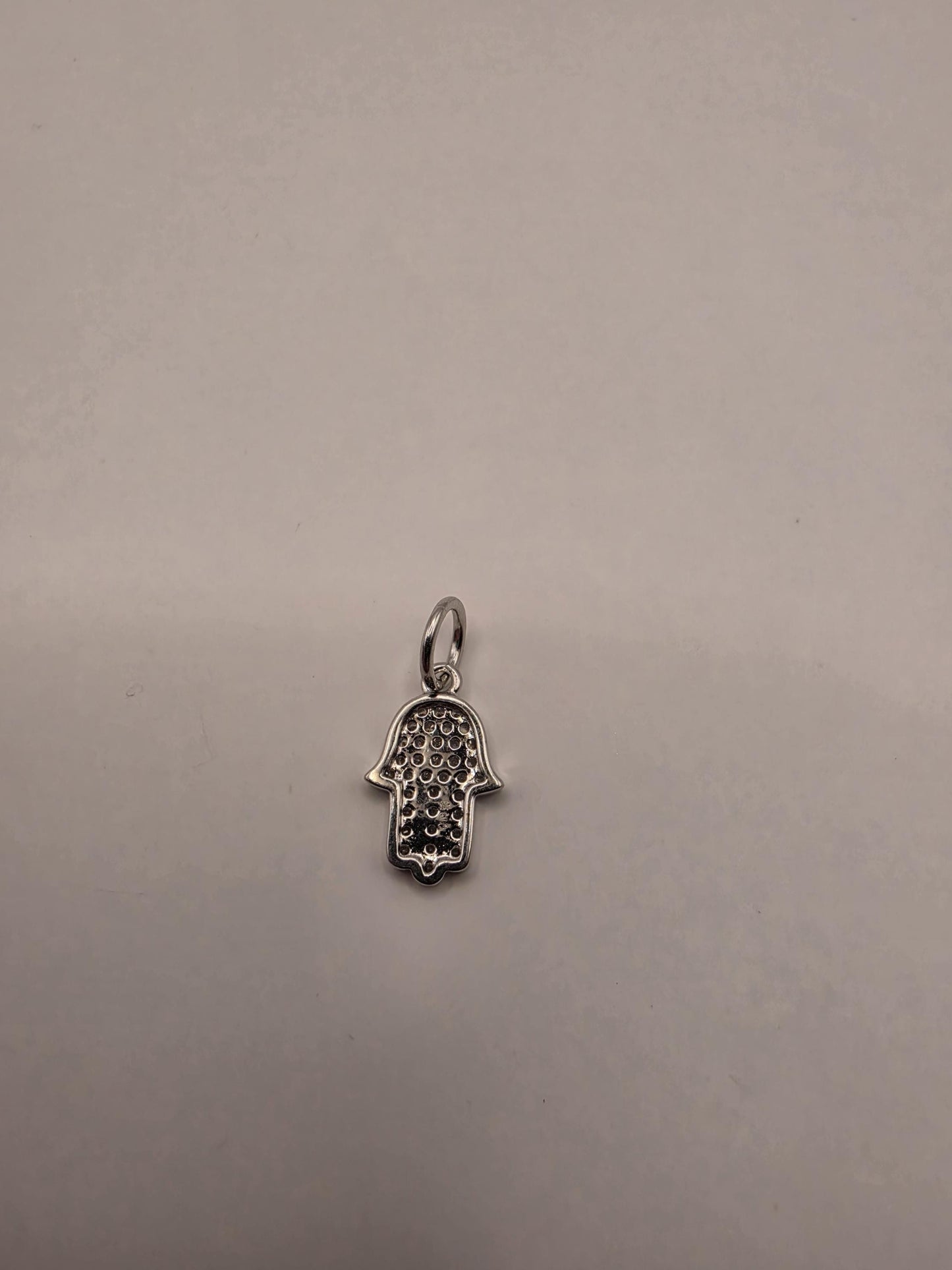 Sterling Silver Hamsa Pendant | 925 Silver Mini CZ Hamsa Charm | Dainty Hand of Fatima Necklace Pendant | Spiritual Protection Charm