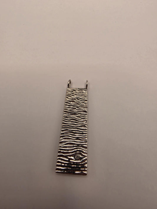 Sterling Silver Bar Pendant | 925 Silver Textured Bar Charm | Hammered Silver Necklace Pendant