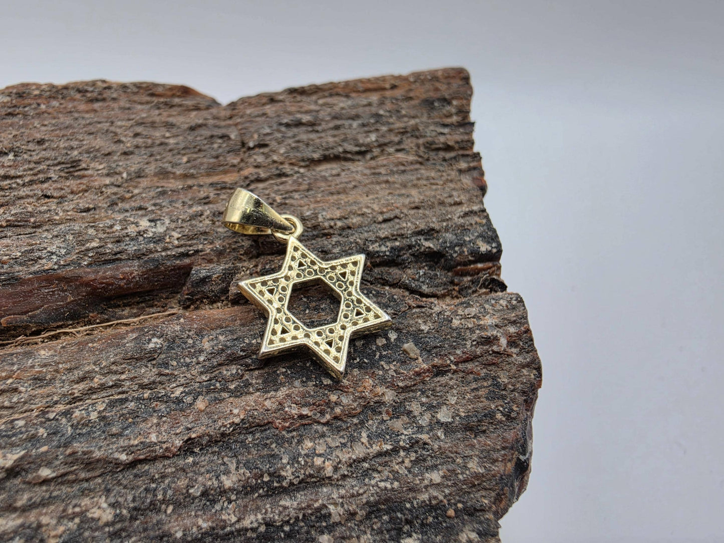 Gold Plated Sterling Silver CZ Star of David Pendant 13mm Dainty Iced Out 925 Jewish Jewelry 1.1g