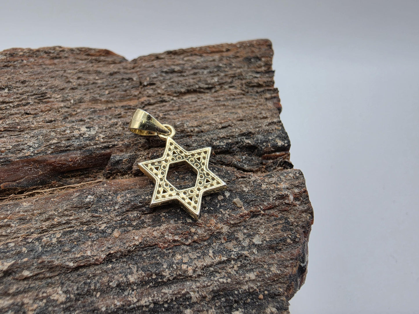 Gold Plated Sterling Silver CZ Star of David Pendant 13mm Dainty Iced Out 925 Jewish Jewelry 1.1g