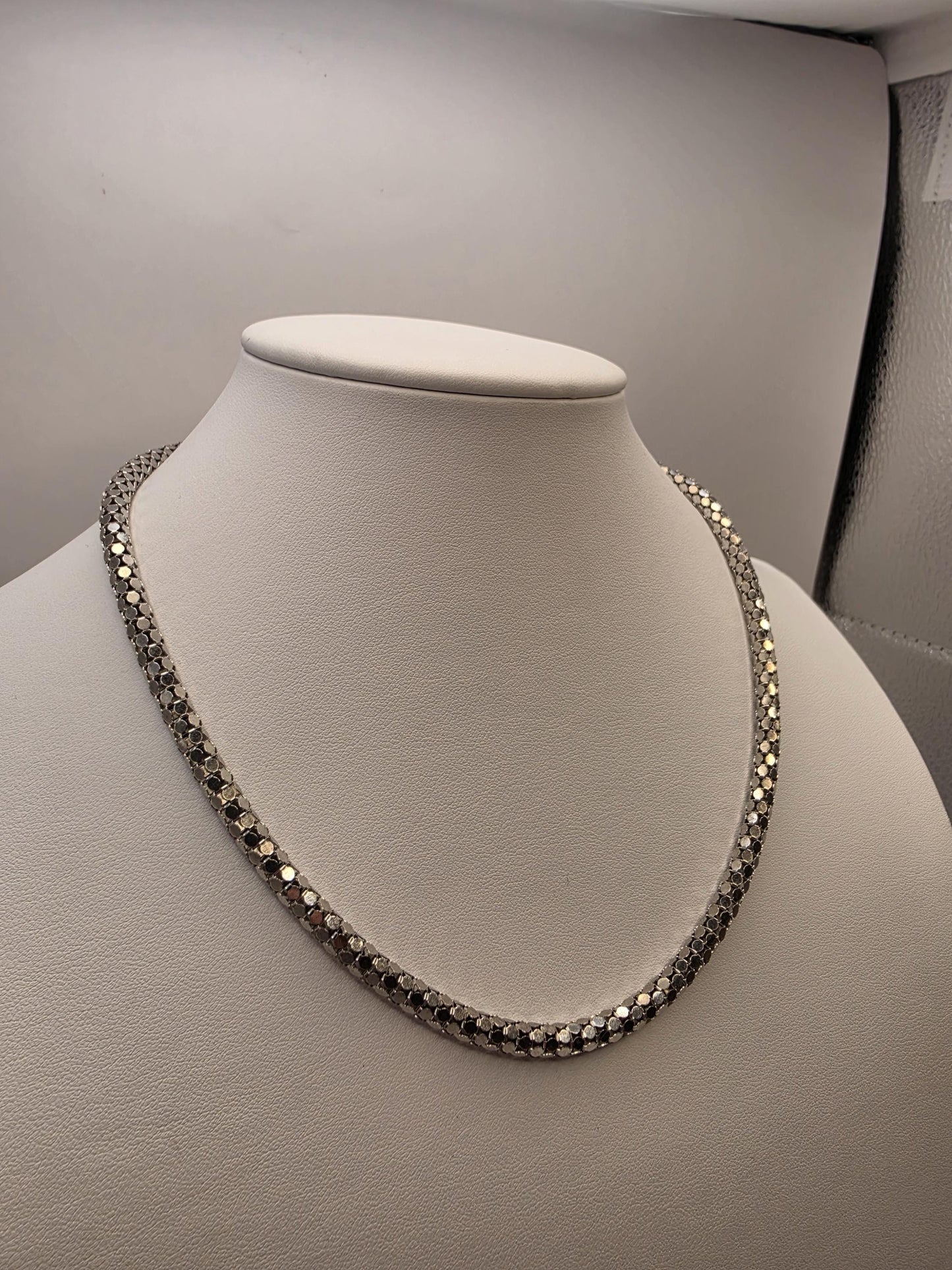 Sterling Silver Popcorn Mesh Chain Necklace | 925 Silver | 18 Inch | 4.6mm
