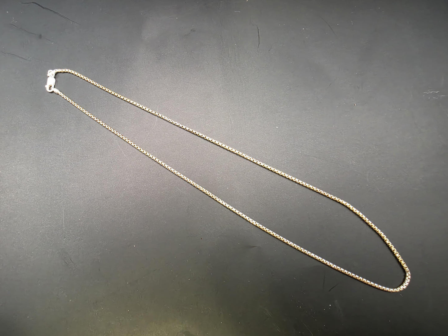 Gold Plated Sterling Silver 1.75mm Box Chain Necklace 18 Inch