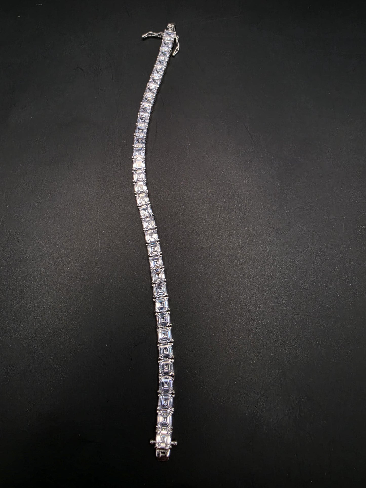 Sterling Silver Emerald Cut CZ Tennis Bracelet | 925 Silver Square CZ Bracelet 7 Inch
