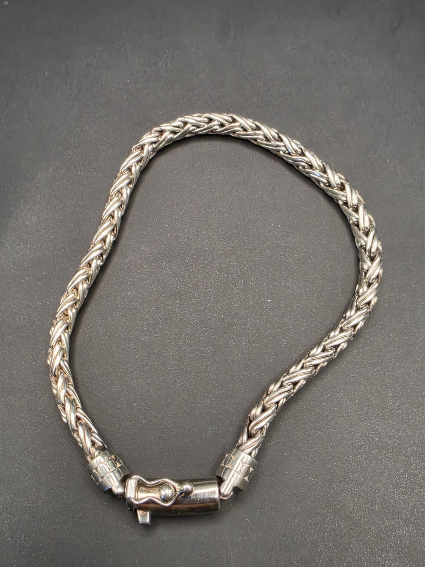 Sterling Silver Foxtail Wheat Chain Bracelet | 925 Silver Woven Bracelet 8.5 Inch