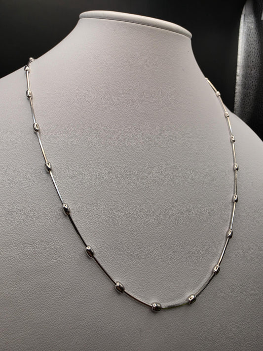 Sterling Silver Satellite Bead Chain Necklace | 925 Silver 20 Inch