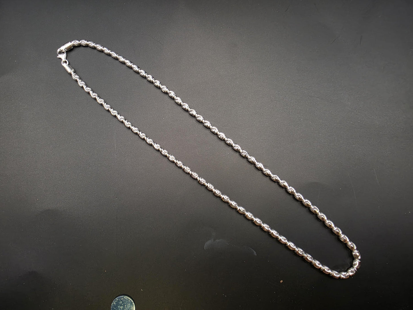 Sterling Silver Rose Bead Chain Necklace | 925 Silver 20 Inch