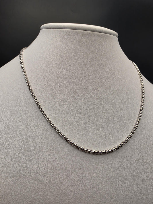 Sterling Silver Box Chain Necklace | 925 Silver 1mm Chain 16 Inch