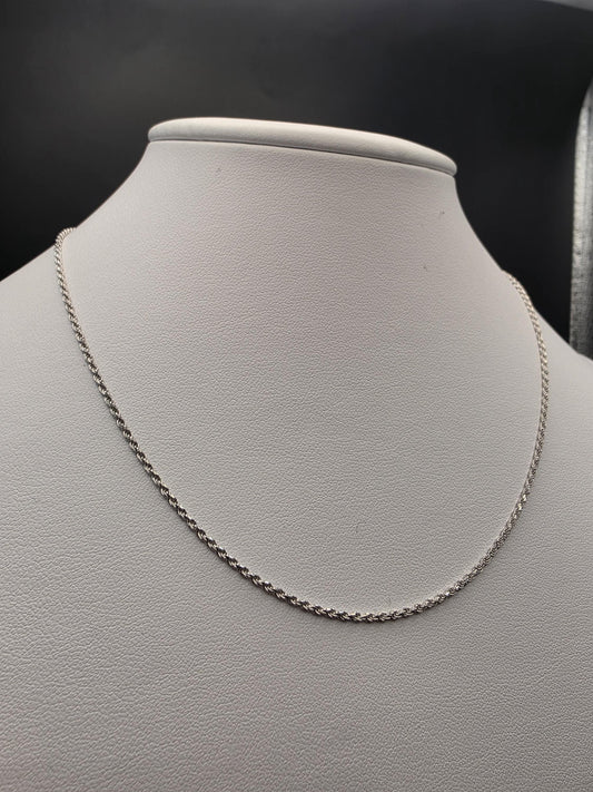 Sterling Silver Rope Chain Necklace | 925 Silver 1mm Chain 16 Inch