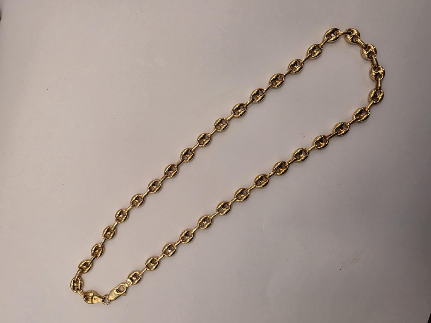 Gold Plated Mariner Link Necklace | 925 Silver Puffed Oval Link Chain 18 Inch 7mm