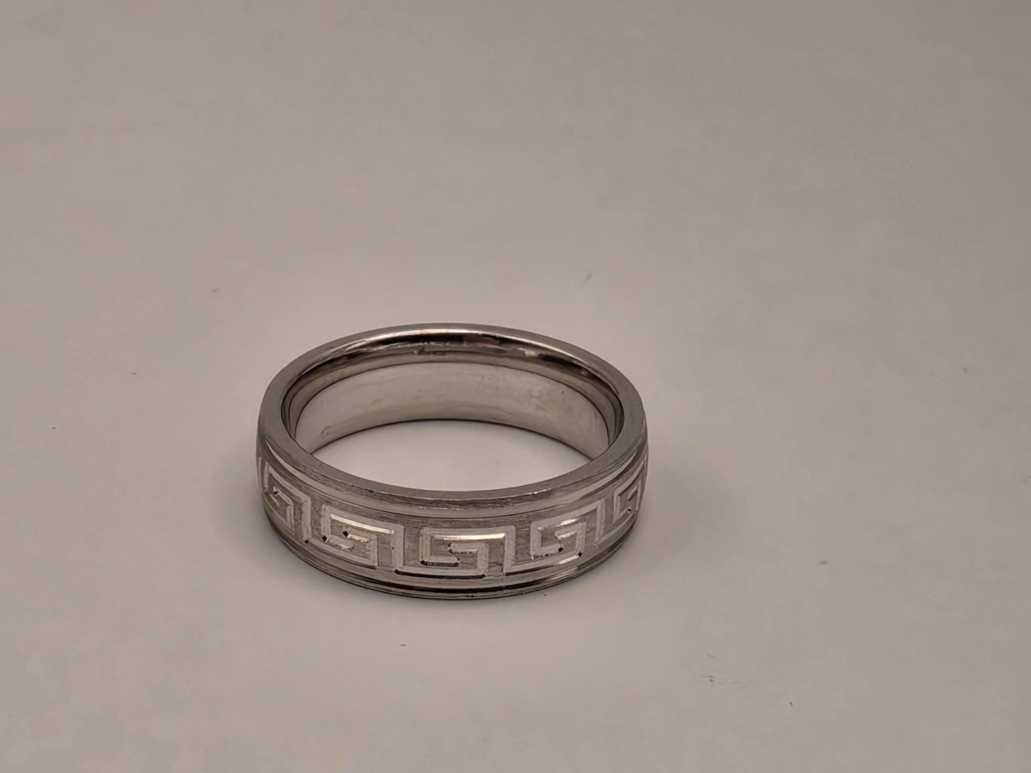 Sterling Silver Greek Key Band Ring, Engraved Pattern 925 Size 7