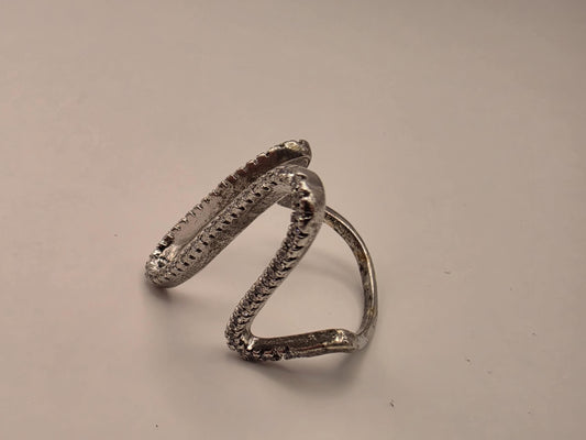 Sterling Silver CZ Pave Paperclip Ring, Tall Open Loop Band 925 Size 5.5