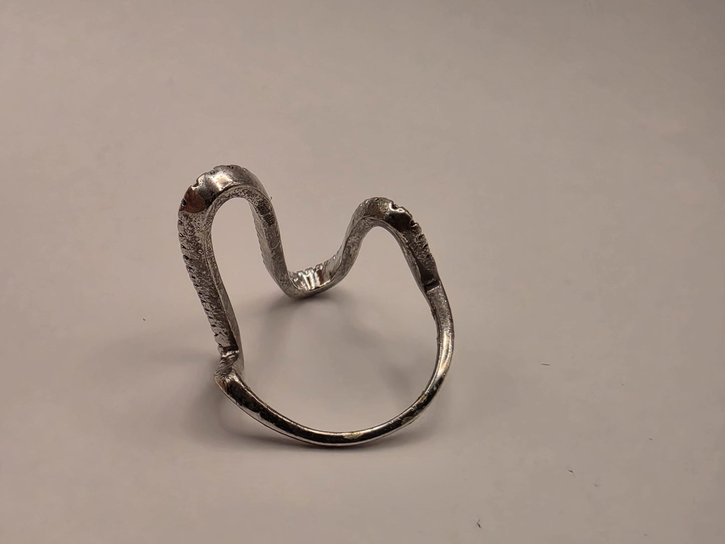 Sterling Silver CZ Pave Paperclip Ring, Tall Open Loop Band 925 Size 5.5