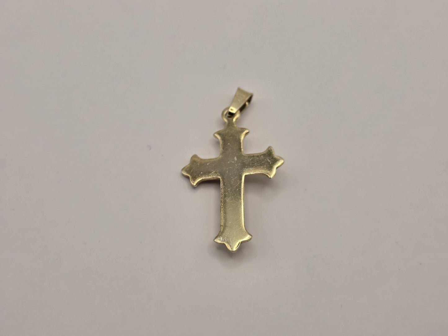 Gold Plated Sterling Silver Crucifix Pendant, Flared Arm Cross with Corpus 925